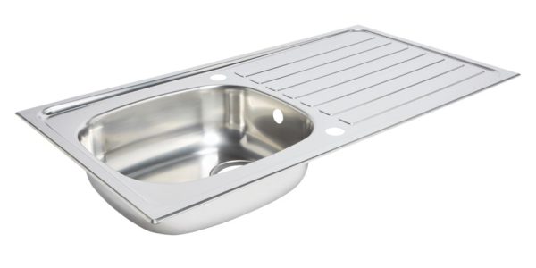 Essentials  1 Bowl Stainless Steel Kitchen Sink & Drainer  940mm x 490mm
