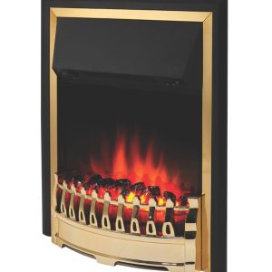 Glen Crofton Brass Switch Control Plug-In Electric Inset Fire 510mm x 165mm x 605mm