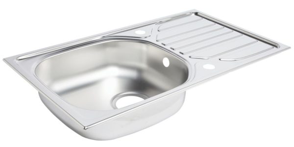 Essentials  1 Bowl Stainless Steel Kitchen Sink & Drainer  760mm x 430mm