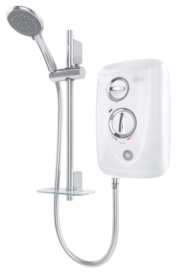 Triton T80 Easi-Fit+  White/Chrome 8.5kW Thermostatic Electric Shower