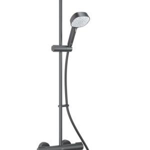 Mira Atom Dual Outlet Rear-Fed Exposed Matt Black Thermostatic Mixer Shower