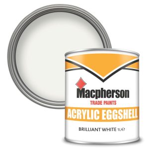 Macpherson 1Ltr Brilliant White Eggshell Emulsion Wall & Ceiling Paint