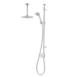 Aqualisa Smart Link Gravity-Pumped Ceiling-Fed Chrome Thermostatic Shower with Diverter