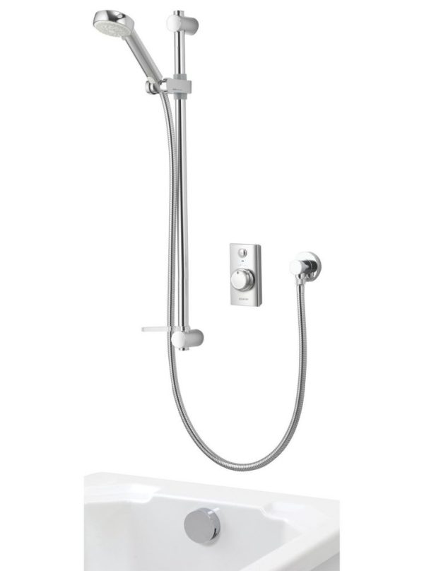 Aqualisa Visage Gravity-Pumped Rear-Fed Chrome Thermostatic Smart Shower with Bath Overflow Filler