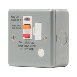 British General  13A Unswitched Metal Clad Passive Fused Spur & Flex Outlet with White Inserts