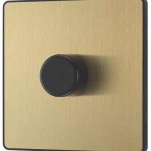 British General Evolve 1-Gang 2-Way LED Dimmer Switch  Satin Brass with Black Inserts