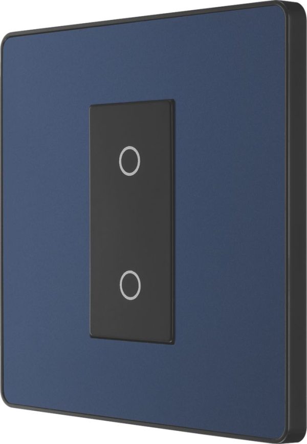 British General Evolve 1-Gang 2-Way LED Single Master Trailing Edge Touch Dimmer Switch  Blue with Black Inserts