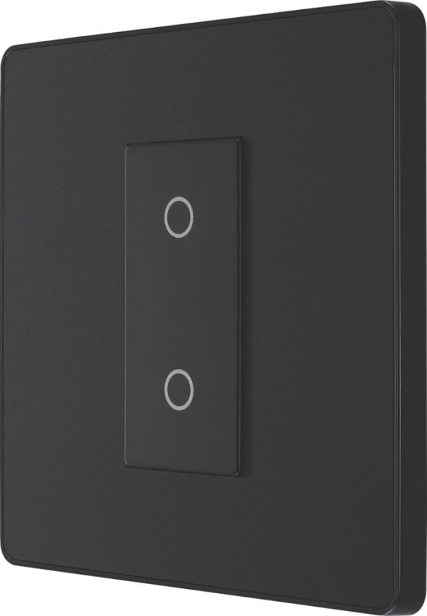British General Evolve 1-Gang 2-Way LED Single Master Trailing Edge Touch Dimmer Switch  Matt Black with Black Inserts