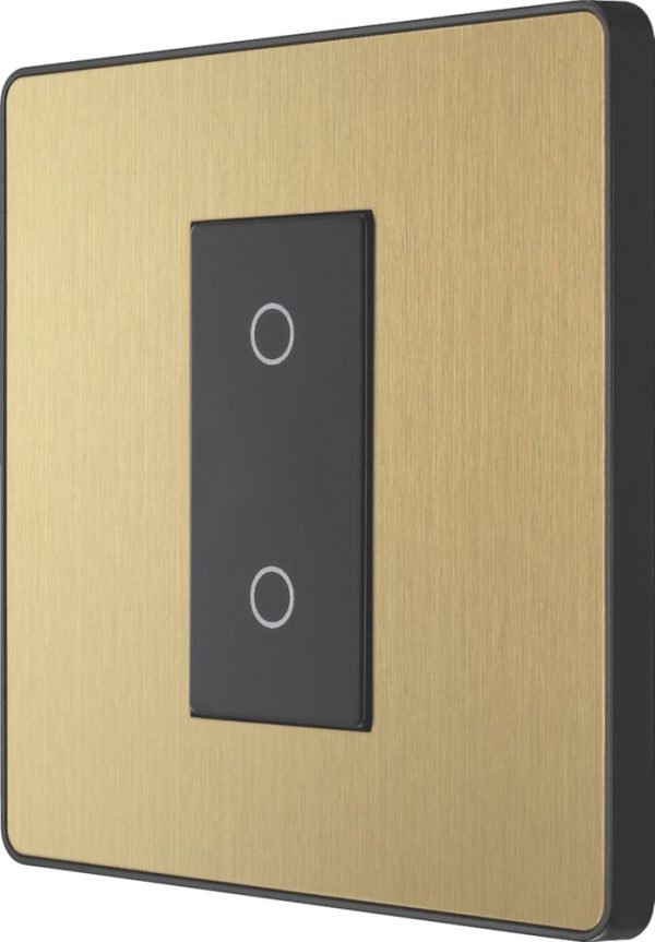 British General Evolve 1-Gang 2-Way LED Single Master Trailing Edge Touch Dimmer Switch  Satin Brass with Black Inserts