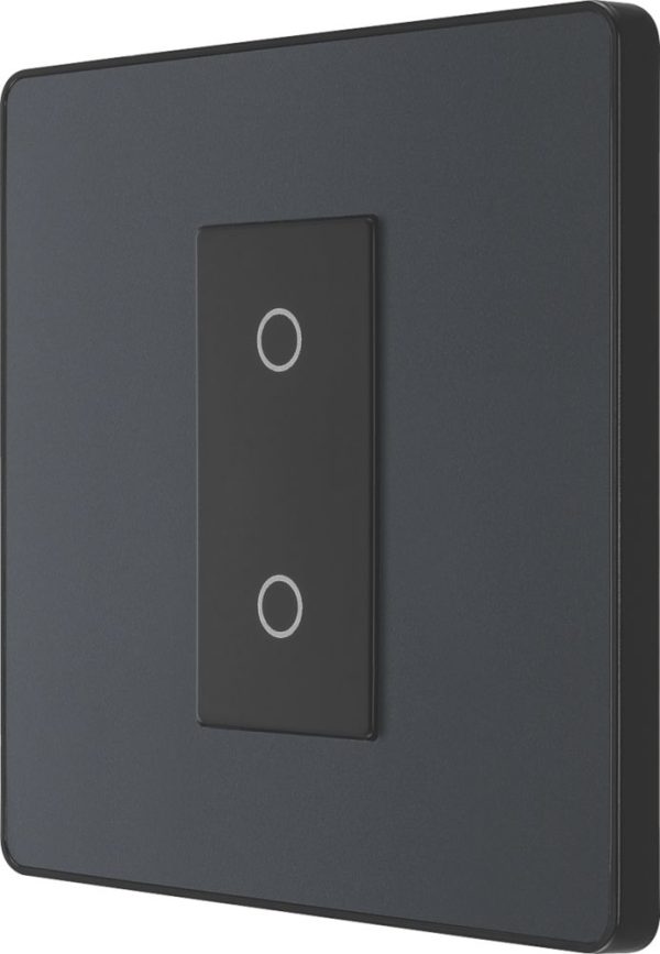 British General Evolve 1-Gang 2-Way LED Single Secondary Trailing Edge Touch Dimmer Switch  Grey with Black Inserts