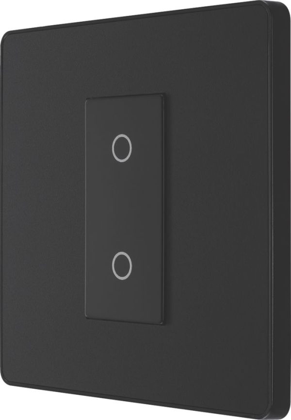 British General Evolve 1-Gang 2-Way LED Single Secondary Trailing Edge Touch Dimmer Switch  Matt Black with Black Inserts