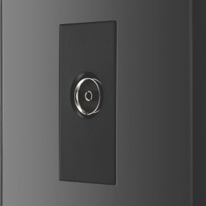 British General Evolve 1-Gang Coaxial TV / FM Socket Black Chrome with Black Inserts
