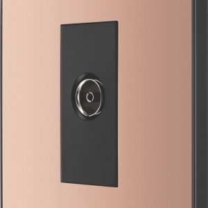 British General Evolve 1-Gang Coaxial TV / FM Socket Copper with Black Inserts