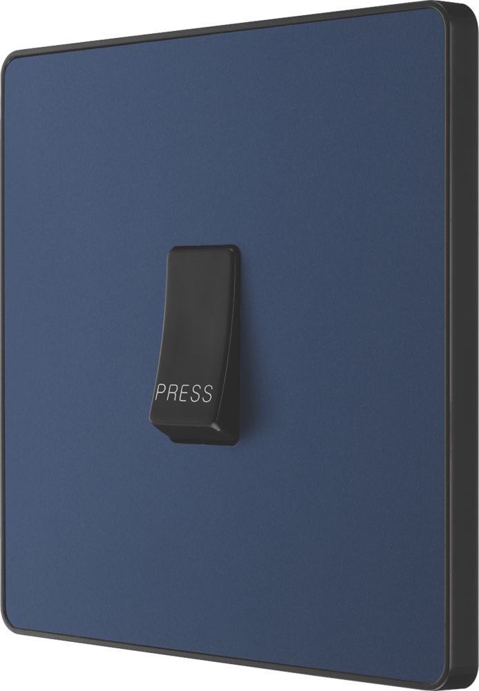 British General Evolve 10A 1-Gang 1-Way Press Switch Blue with Black Inserts