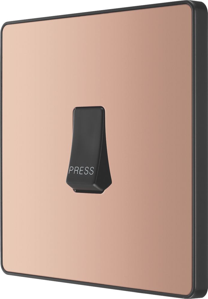 British General Evolve 10A 1-Gang 1-Way Press Switch Copper with Black Inserts