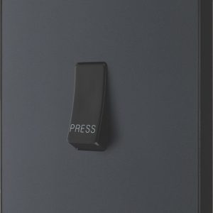 British General Evolve 10A 1-Gang 1-Way Press Switch Grey with Black Inserts