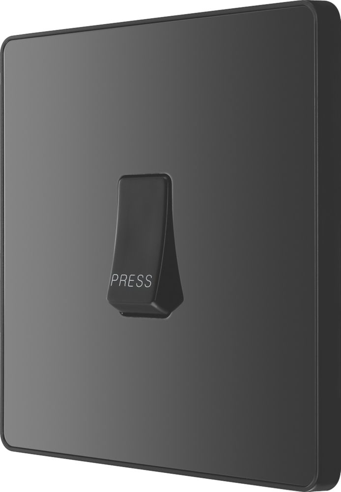 British General Evolve 10A 1-Gang 1-Way Press Switch Polished Black