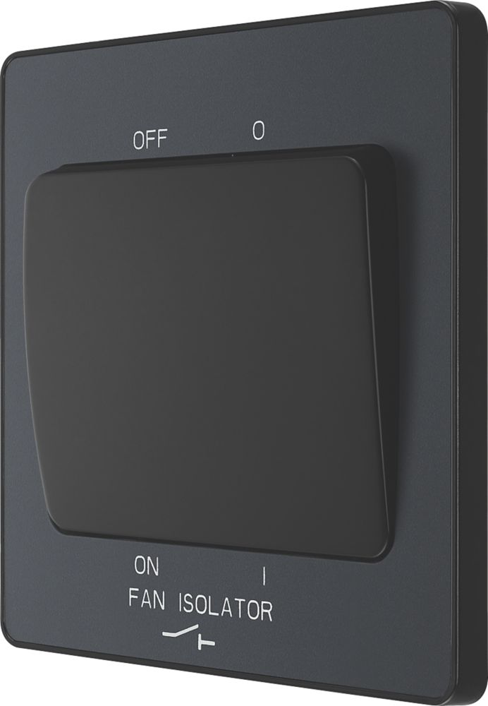 British General Evolve 10A 1-Gang 3-Pole Fan Isolator Switch Grey with Black Inserts