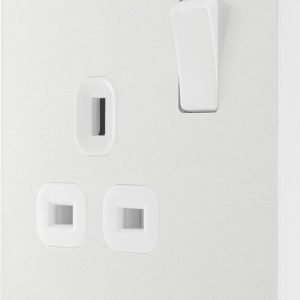 British General Evolve 13A 1-Gang SP Switched Socket Pearlescent White  with White Inserts