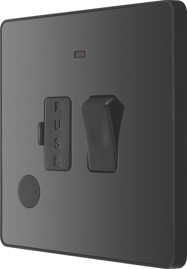 British General Evolve 13A Switched Fused Spur with LED Black Chrome