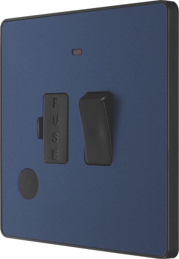 British General Evolve 13A Switched Fused Spur with LED Blue with Black Inserts