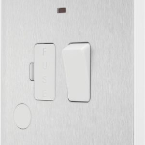 British General Evolve 13A Switched Fused Spur with LED Brushed Steel with White Inserts