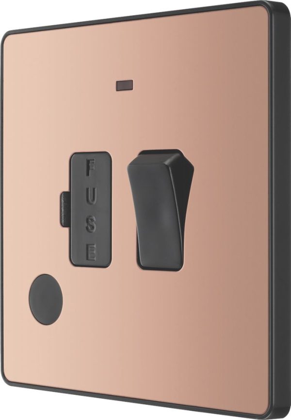 British General Evolve 13A Switched Fused Spur with LED Copper with Black Inserts
