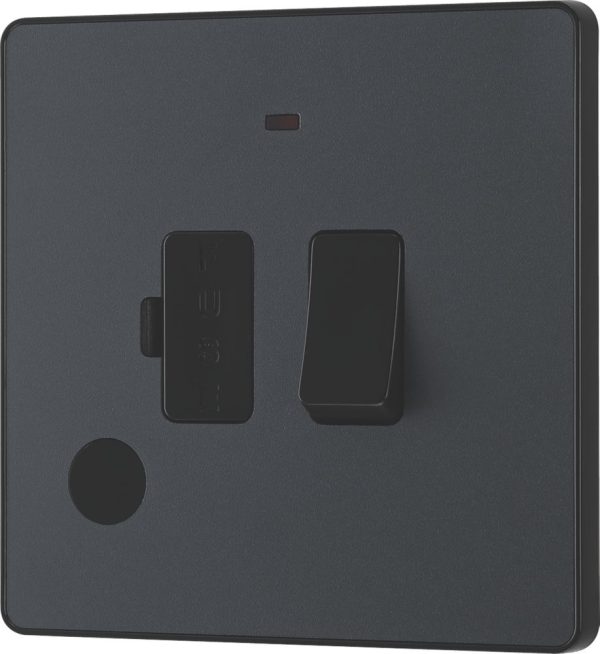 British General Evolve 13A Switched Fused Spur with LED Grey with Black Inserts