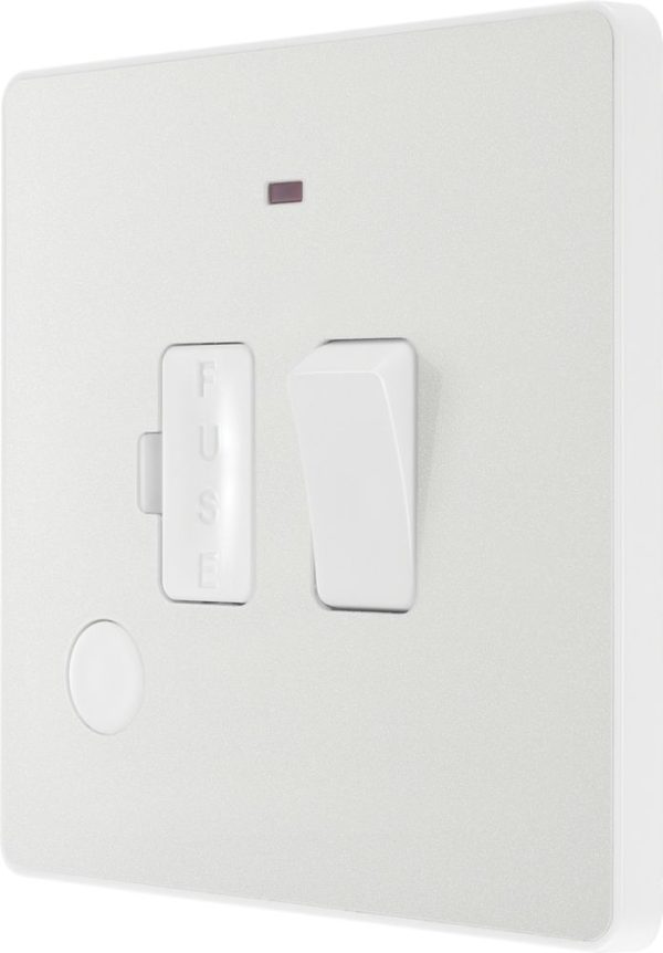 British General Evolve 13A Switched Fused Spur with LED Pearlescent White with White Inserts
