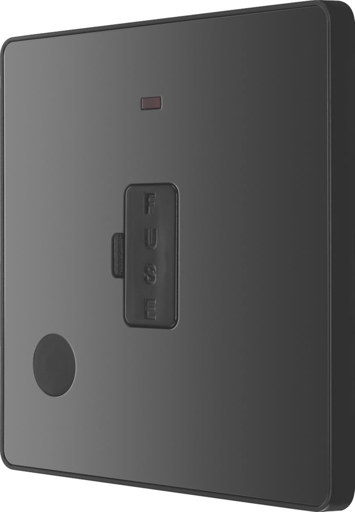 British General Evolve 13A Unswitched Fused Spur with LED Black with Black Inserts