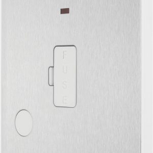 British General Evolve 13A Unswitched Fused Spur with LED Brushed Steel with White Inserts