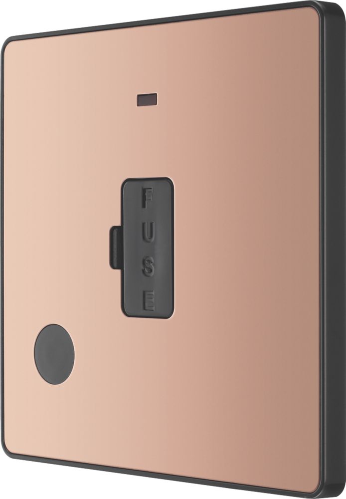 British General Evolve 13A Unswitched Fused Spur with LED Copper with Black Inserts
