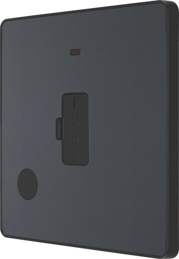 British General Evolve 13A Unswitched Fused Spur with LED Grey with Black Inserts