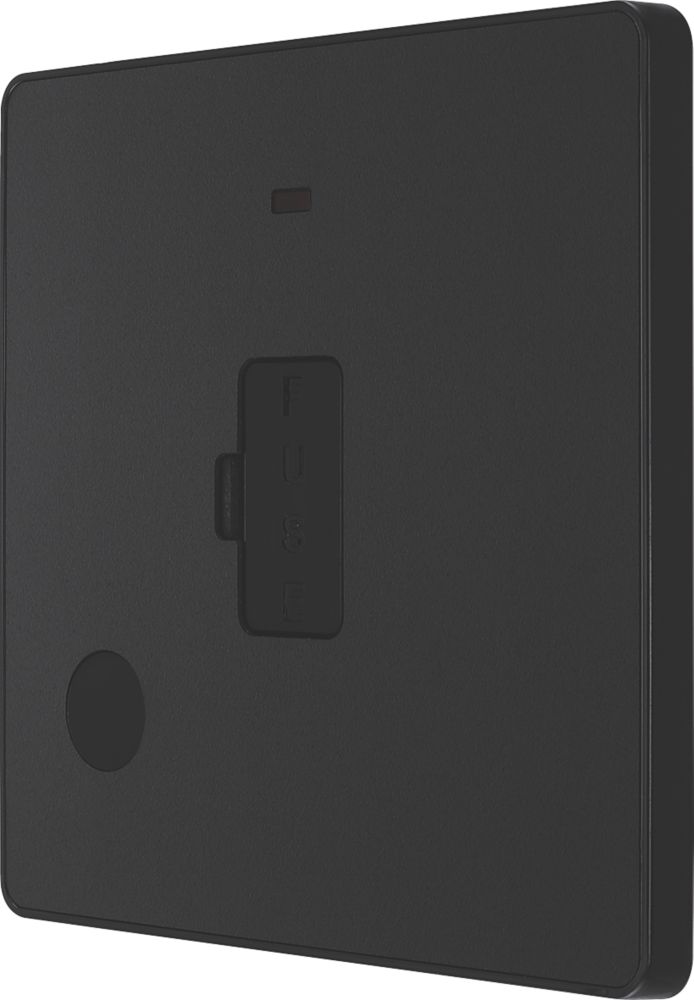 British General Evolve 13A Unswitched Fused Spur with LED Matt Black with Black Inserts