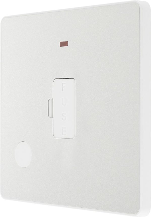 British General Evolve 13A Unswitched Fused Spur with LED Pearlescent White with White Inserts