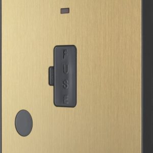 British General Evolve 13A Unswitched Fused Spur with LED Satin Brass with Black Inserts