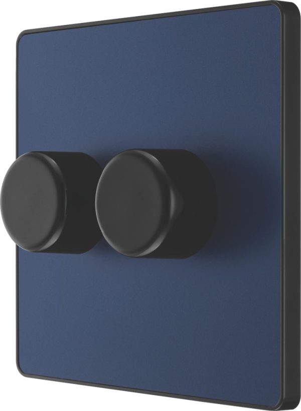 British General Evolve 2-Gang 2-Way LED Dimmer Switch  Blue with Black Inserts