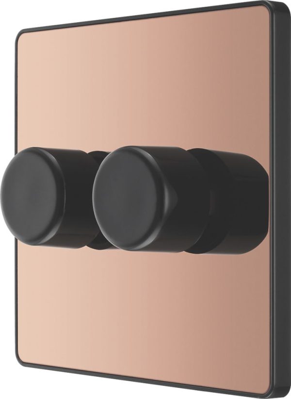 British General Evolve 2-Gang 2-Way LED Dimmer Switch  Copper with Black Inserts