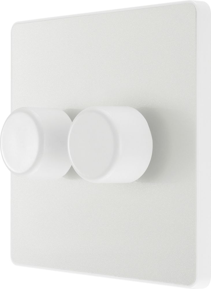British General Evolve 2-Gang 2-Way LED Dimmer Switch Pearlescent White with White Inserts
