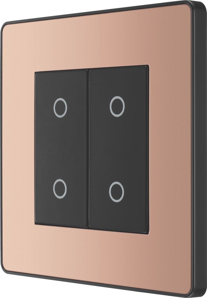 British General Evolve 2-Gang 2-Way LED Double Master Touch Trailing Edge Dimmer Switch Copper with Black Inserts