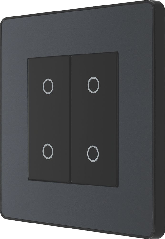 British General Evolve 2-Gang 2-Way LED Double Master Touch Trailing Edge Dimmer Switch Grey with Black Inserts
