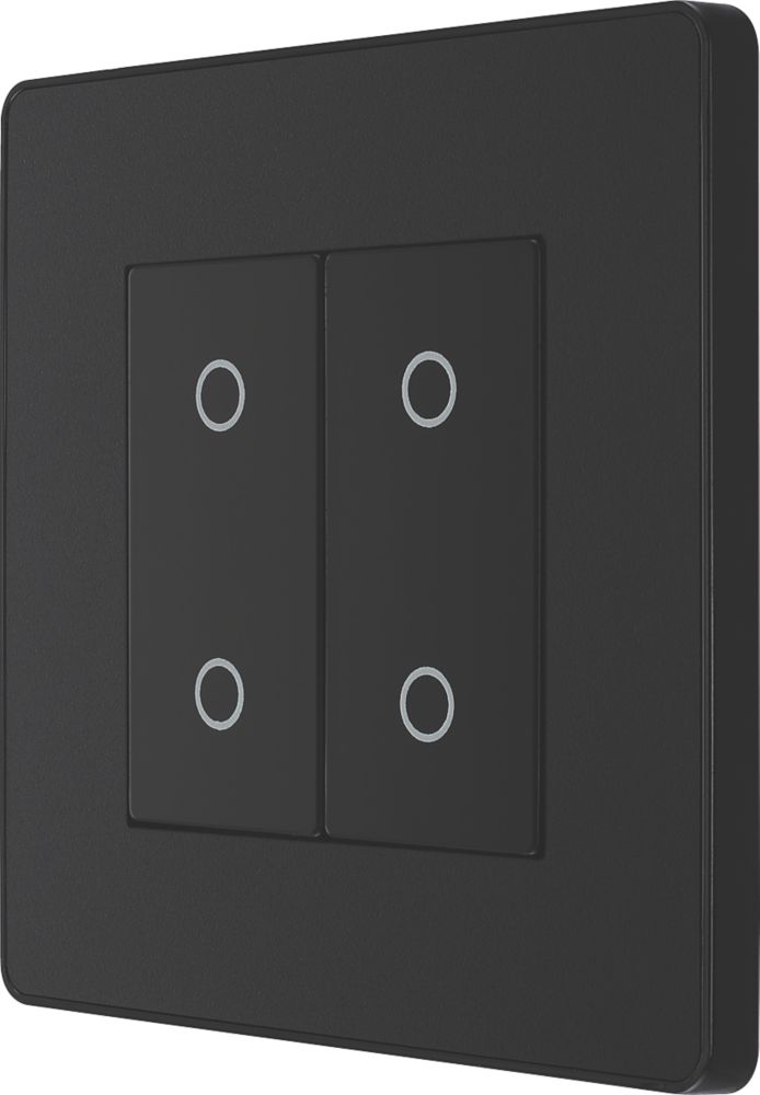 British General Evolve 2-Gang 2-Way LED Double Master Touch Trailing Edge Dimmer Switch Matt Black with Black Inserts