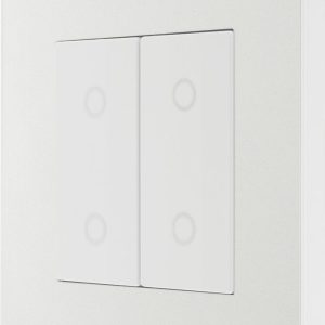 British General Evolve 2-Gang 2-Way LED Double Master Touch Trailing Edge Dimmer Switch  Pearlescent White with White Inserts