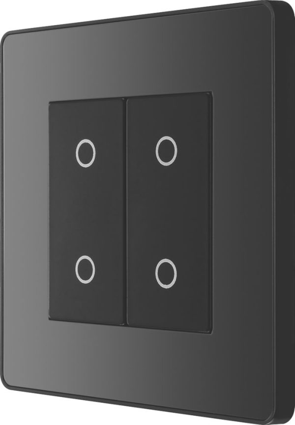 British General Evolve 2-Gang 2-Way LED Double Secondary Touch Trailing Edge Dimmer Switch  Black Chrome