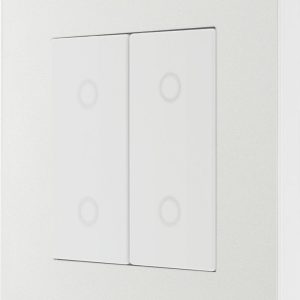 British General Evolve 2-Gang 2-Way LED Double Secondary Touch Trailing Edge Dimmer Switch  Pearlescent White with White Inserts