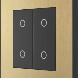 British General Evolve 2-Gang 2-Way LED Double Secondary Touch Trailing Edge Dimmer Switch  Satin Brass with Black Inserts