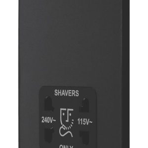 British General Evolve 2-Gang Dual Voltage Shaver Socket 115/240V Matt Black with Black Inserts