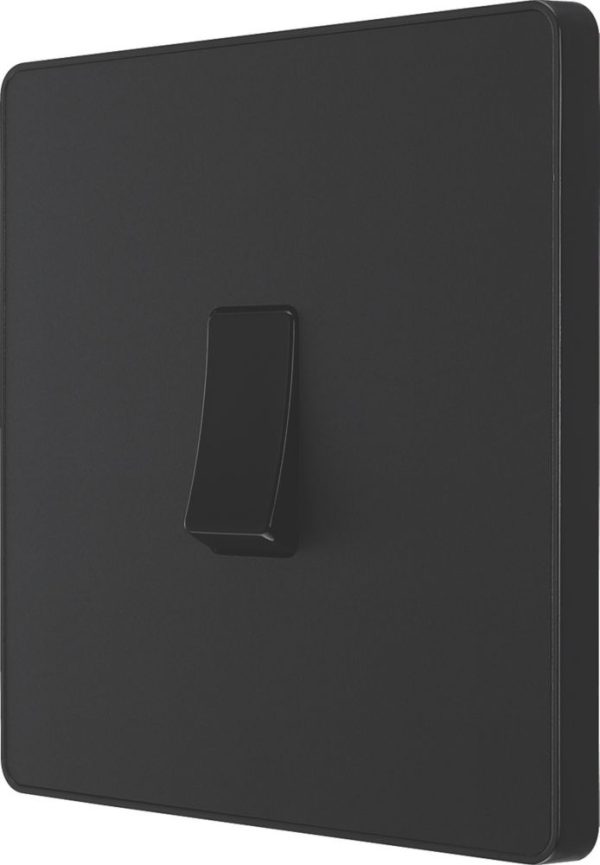 British General Evolve 20 A  16AX 1-Gang 2-Way Light Switch  Matt Black with Black Inserts