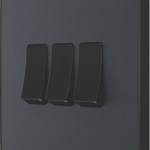 British General Evolve 20 A  16AX 3-Gang 2-Way Light Switch  Grey with Black Inserts