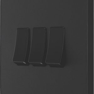 British General Evolve 20 A  16AX 3-Gang 2-Way Light Switch  Matt Black with Black Inserts